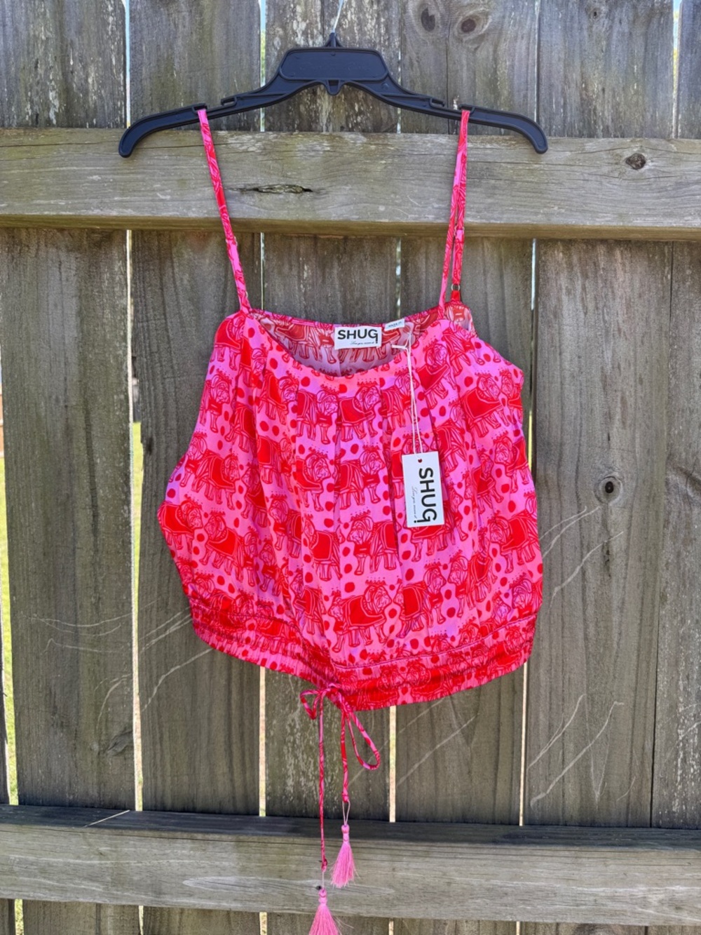 SHUG Pink & Red Dawg Print Drawstring Tank